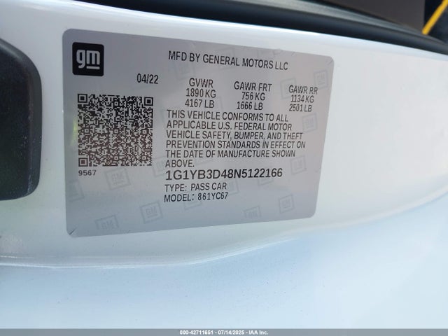 1G1YB3D48N5122166 Chevrolet lt2