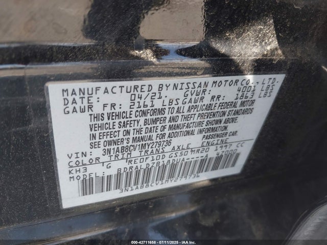 3N1AB8CV1MY279736 Nissan 2021