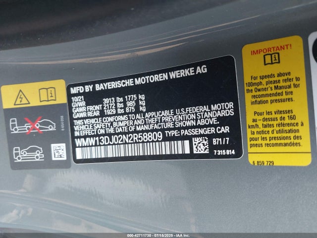 WMW13DJ02N2R58809 Mini Hardtop