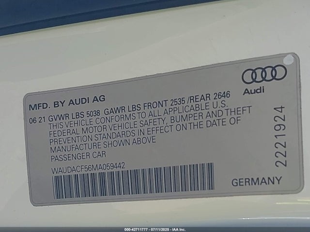 Audi 45 tfsi (2.0t) 2021 WAUDACF56MA059442 Image 9