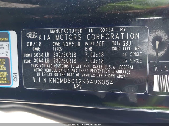 KNDMB5C12K6493354 KIA gdi lamda - ii
