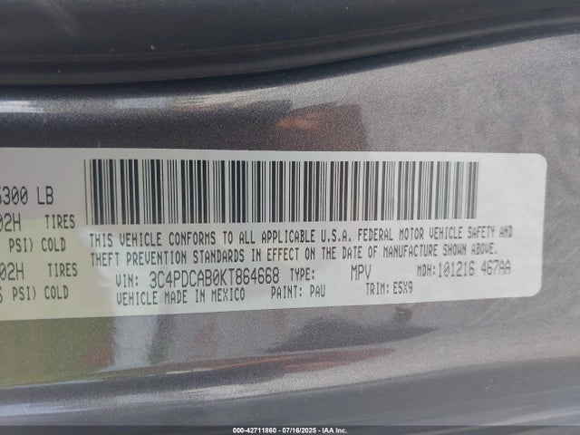 Dodge Journey 2019 3C4PDCAB0KT864668 Image 9