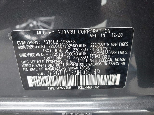 JF2GTHNC6MH306149 Subaru na