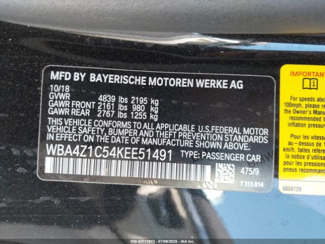 2019 BMW 430I WBA4Z1C54KEE51491 Photo 8