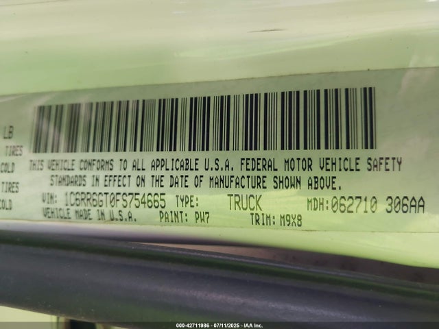 1C6RR6GT0FS754665 RAM 1500