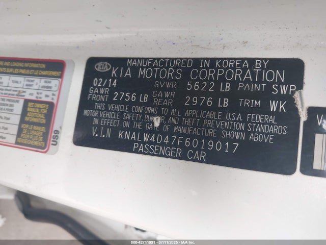 KIA 2015 2015 KNALW4D47F6019017 Image 9