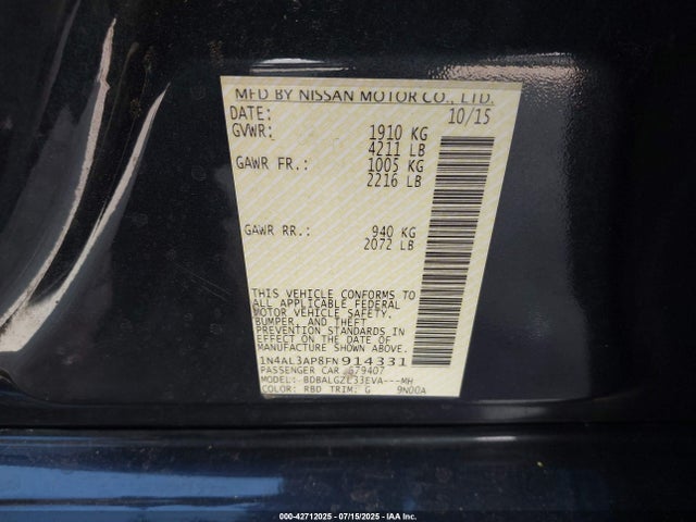 1N4AL3AP8FN914331 Nissan 2015