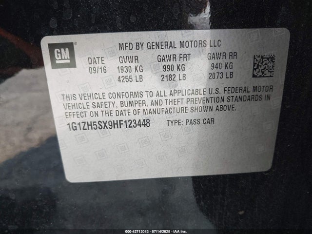 1G1ZH5SX9HF123448 Chevrolet ltg - sidi: spark ignited direct injection, vvt: variable valve timing, alum dohc, dcvcp turbo, e0-e100, alum