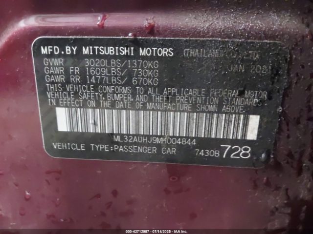 2021 MITSUBISHI MIRAGE ML32AUHJ9MH004844 Photo 8