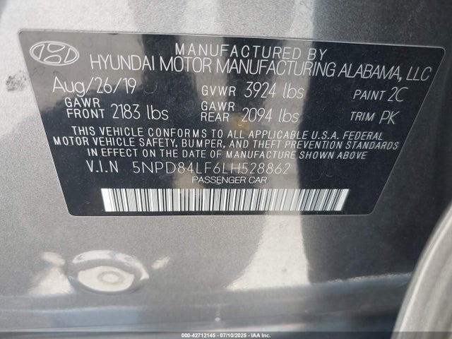 Hyundai mpi nu 2020 5NPD84LF6LH528862 Image 9