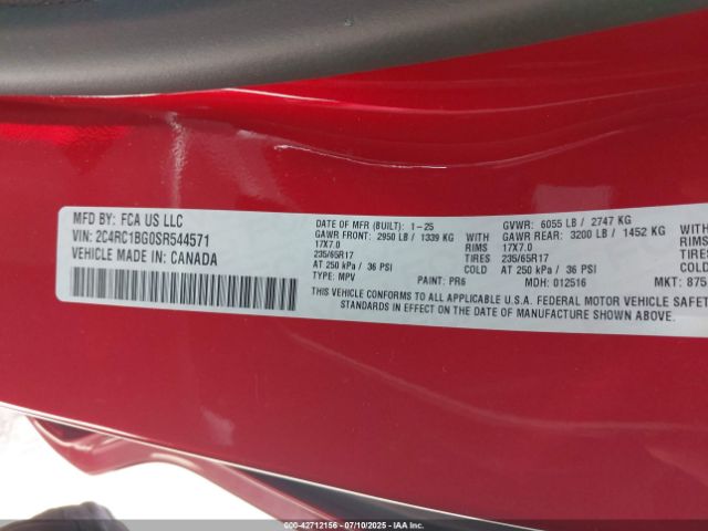 2025 CHRYSLER PACIFICA 2C4RC1BG0SR544571 Photo 8
