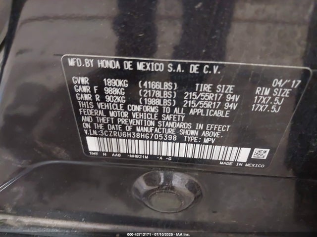 3CZRU6H38HG705398 Honda r18z9