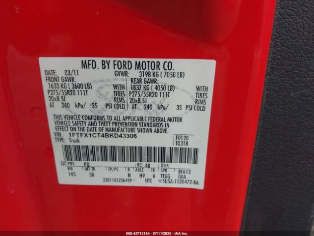 2011 FORD F-150 1FTFX1CT4BKD43306 Photo 8