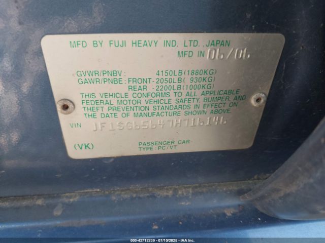 2007 SUBARU FORESTER JF1SG65647H716146 Photo 8