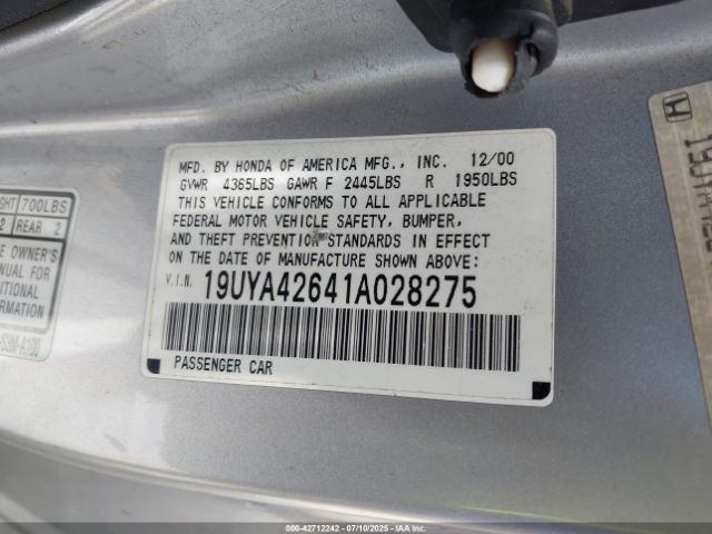 2001 ACURA CL 19UYA42641A028275 Photo 8