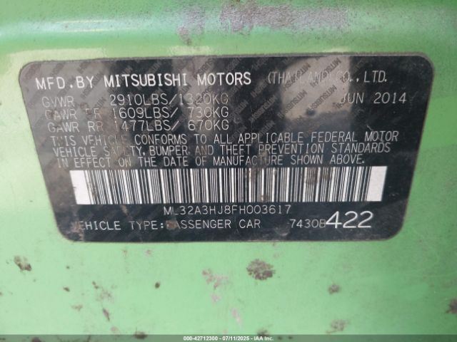 2015 MITSUBISHI MIRAGE ML32A3HJ8FH003617 Photo 8