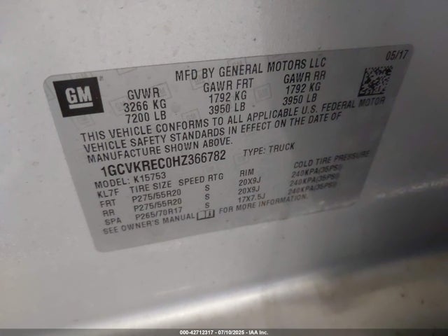 1GCVKREC0HZ366782 Chevrolet l83 - sidi: spark ignited direct injection, vvt: variable valve timing, afm, e85 max, alum