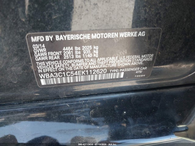 BMW 328I 2014 WBA3C1C54EK112620 Image 9