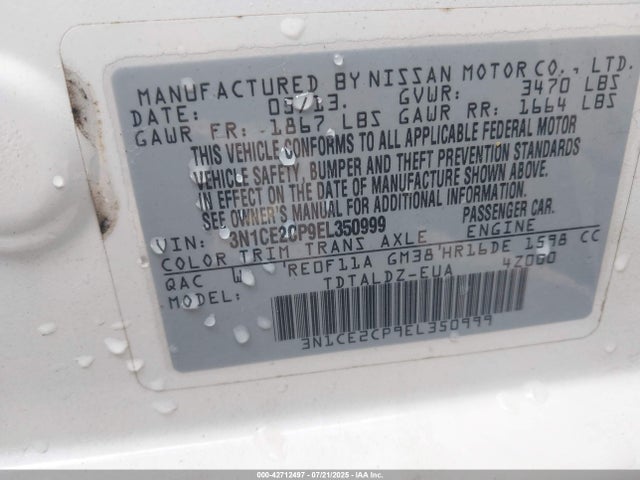 3N1CE2CP9EL350999 Nissan VERSA NOTE