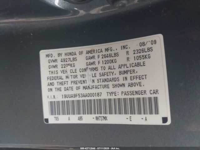 2010 ACURA TL 19UUA9F53AA000187 Photo 8