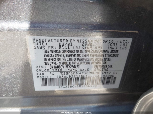 3N1AB8CV1MY256473 Nissan Sentra