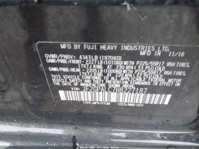 2017 SUBARU CROSSTREK JF2GPALC7H8227187 Photo 8