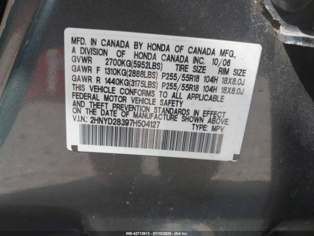 2007 ACURA MDX 2HNYD28397H504127 Photo 8