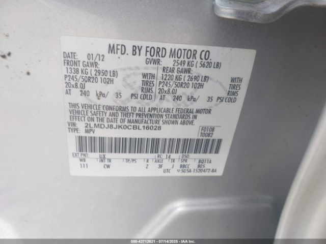 2012 LINCOLN MKX 2LMDJ8JK0CBL16028 Photo 8