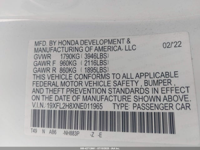 19XFL2H8XNE011965 Honda k20c2