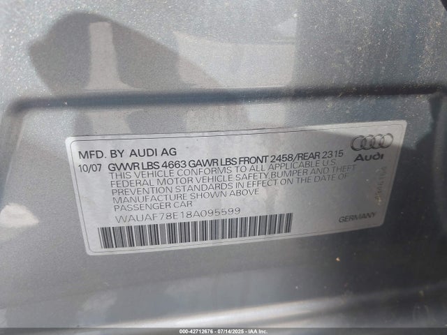 2008 AUDI A4 WAUAF78E18A095599 Photo 8
