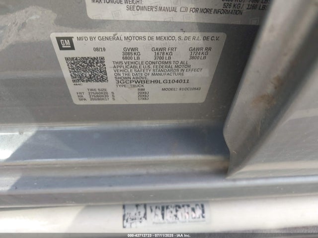 3GCPWBEH9LG104011 Chevrolet lv3 - gen 5, sidi, vvt, ohv, e85 max alum