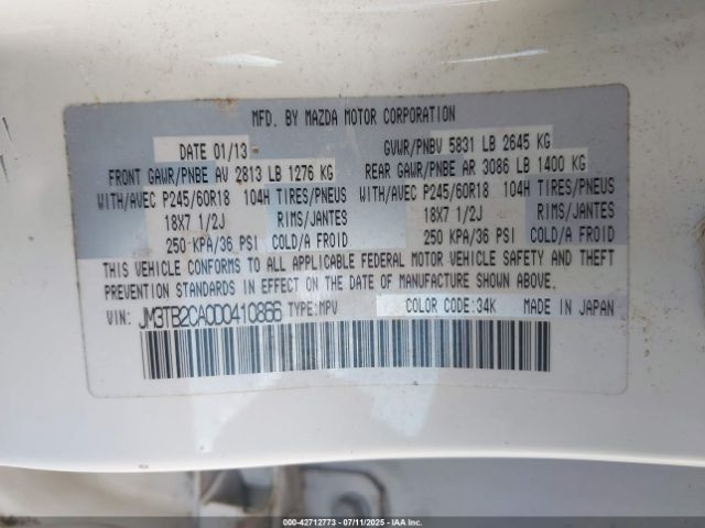 2013 MAZDA CX-9 JM3TB2CA0D0410866 Photo 8