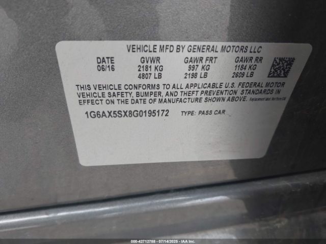 2016 CADILLAC CTS 1G6AX5SX8G0195172 Photo 8