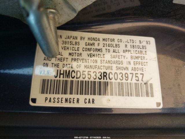 1994 HONDA ACCORD JHMCD5533RC039757 Photo 8