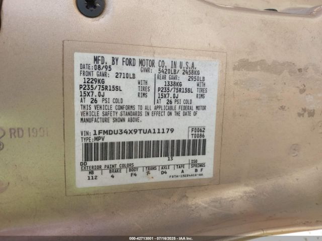 1996 FORD EXPLORER 1FMDU34X9TUA11179 Photo 8