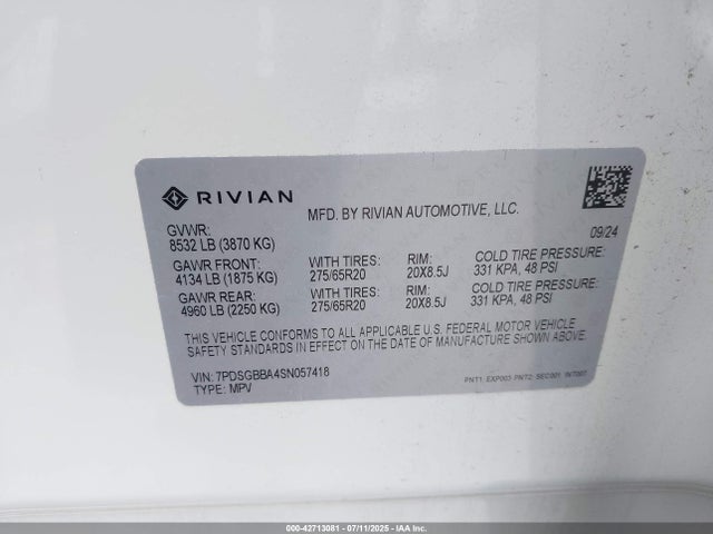 7PDSGBBA4SN057418 Rivian R1s