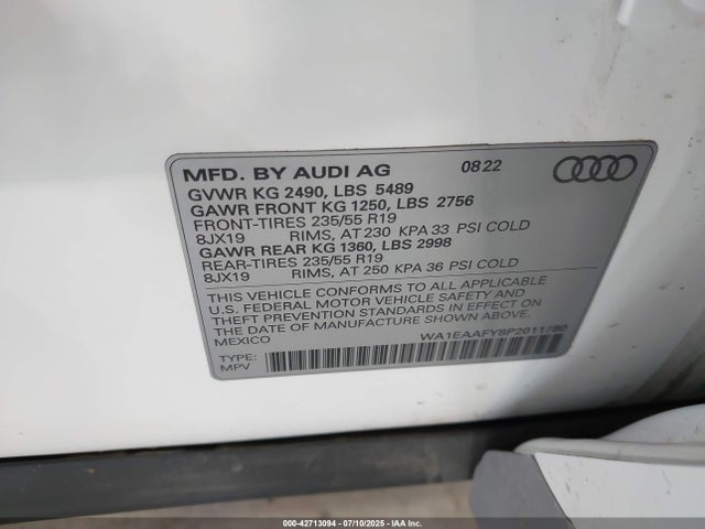 2023 AUDI Q5 WA1EAAFY8P2011780 Photo 8