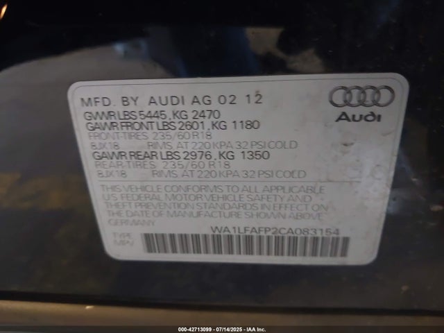 2012 AUDI Q5 WA1LFAFP2CA083154 Photo 8