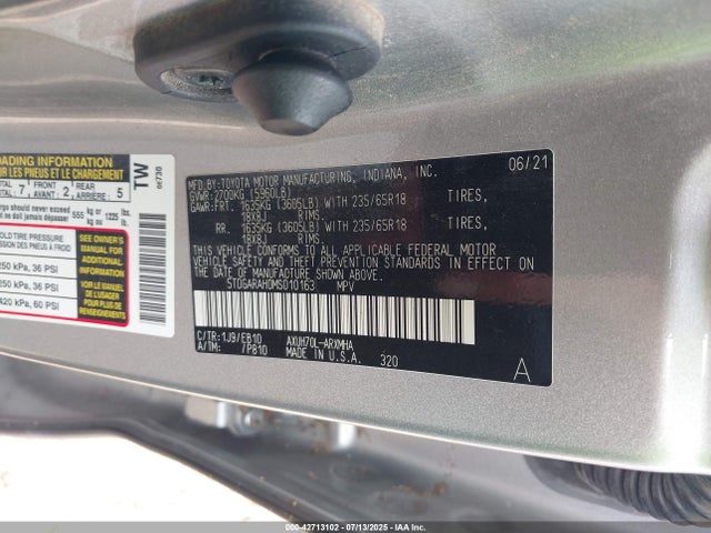 Toyota a25a-fxs, 5nm 2021 5TDGARAH0MS010163 Image 9