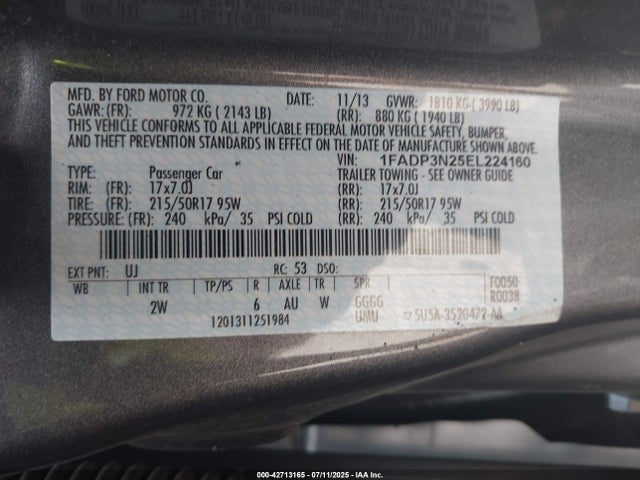 1FADP3N25EL224160 Ford 2014