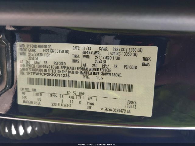 2019 FORD F-150 1FTEW1CP2KKC11226 Photo 8
