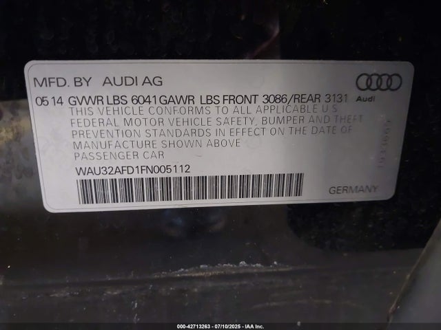 Audi 2015 2015 WAU32AFD1FN005112 Image 9