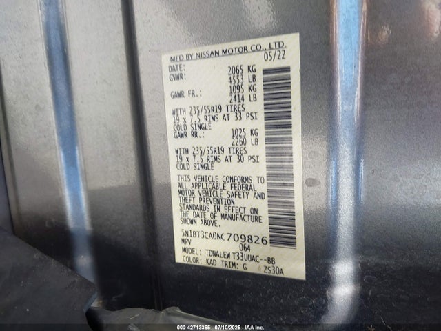 Nissan 2022 2022 5N1BT3CA0NC709826 Image 9