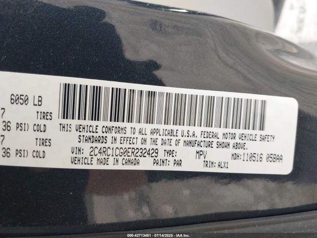 2C4RC1CG0ER232429 Chrysler Town and Country