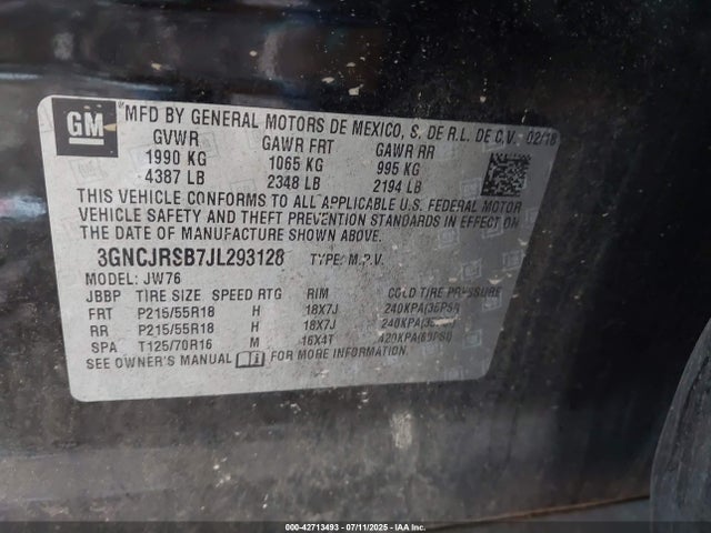 Chevrolet luv - mfi, variable valve timing, e85 max, alum 2018 3GNCJRSB7JL293128 Image 9