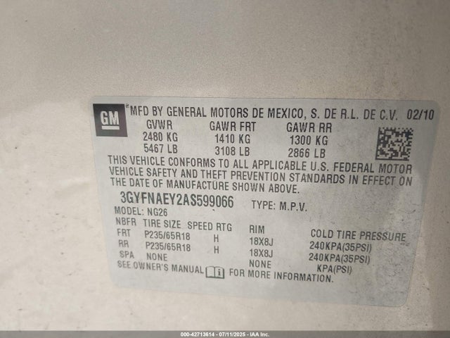 2010 CADILLAC SRX 3GYFNAEY2AS599066 Photo 8