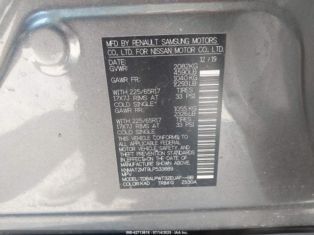 Nissan 2020 2020 KNMAT2MT9LP533889 Image 9
