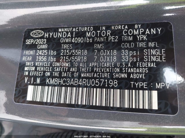 KM8HC3AB4RU057198 Hyundai mpi nu pe