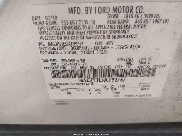 2018 FORD ECOSPORT MAJ3P1TE5JC199767 Photo 8
