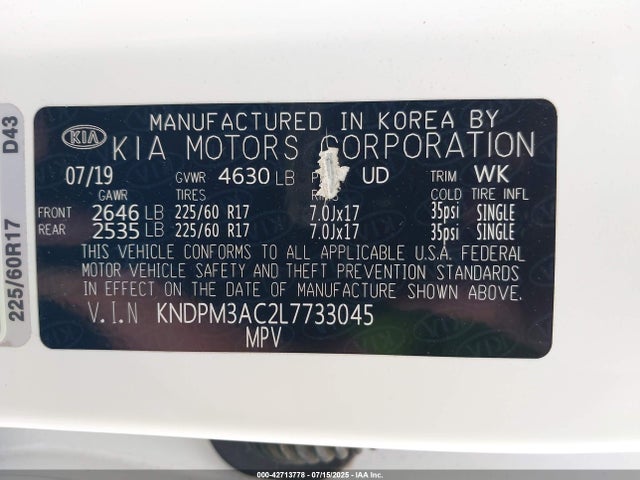 KIA gdi theta ii 2020 KNDPM3AC2L7733045 Image 9